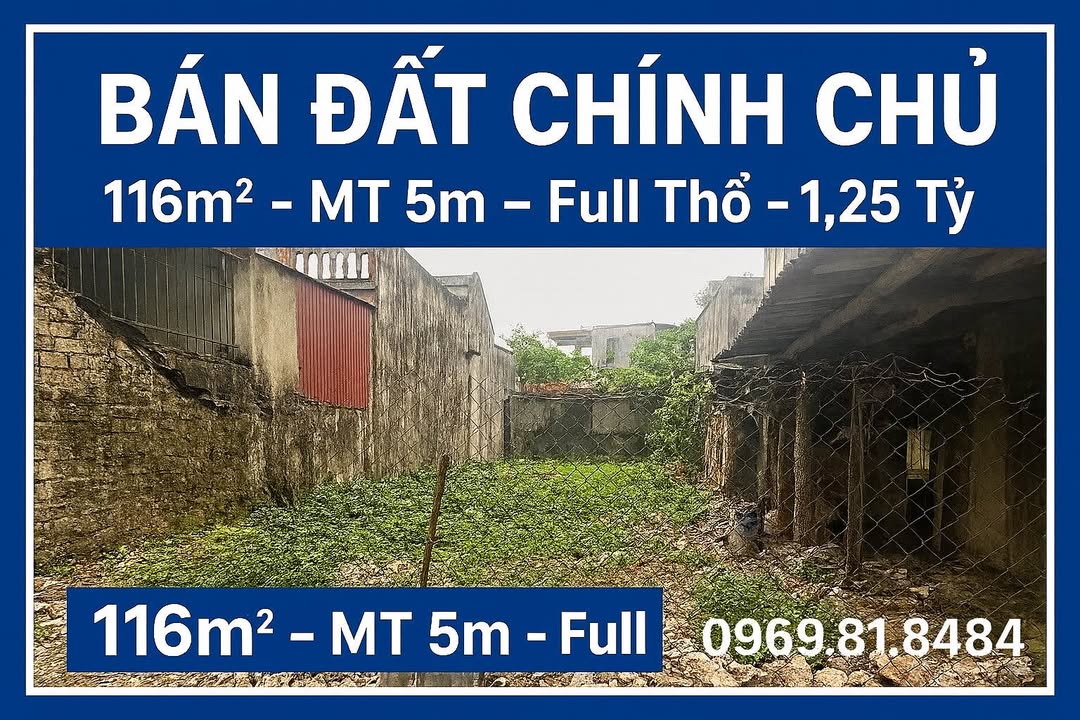 Đất thổ cư Quảng Thịnh 116m² giá 1,25 tỷ - Chính chủ bán gấp!