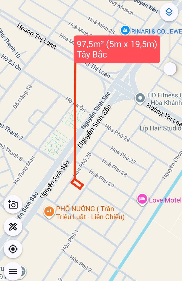 Đất mặt tiền đường Hòa Phú 25, Liên Chiểu, Đà Nẵng 97.5m² giá 7.15 tỷ - Đầu tư sinh lời ngay!