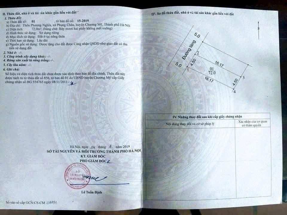 Đất thổ cư Phượng Nghĩa, Phụng Châu 72m² giá 4 tỷ - Đầu tư sinh lời ngay!