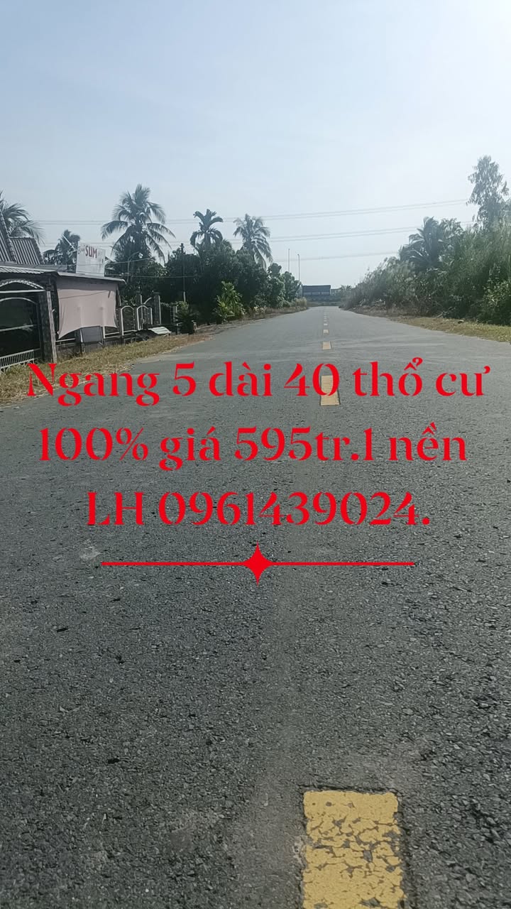 Đất nền mặt tiền đường 908, xã Mỹ Thuận, Vĩnh Long - Sổ hồng chính chủ, giá chỉ 595 triệu