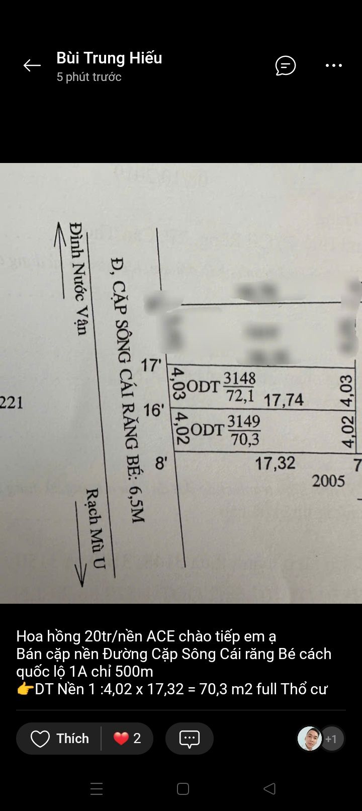 Đất nền Cặp Sông Cái Răng Bé, Cần Thơ 70m² giá 1.5 tỷ - Cơ hội đầu tư sinh lời!