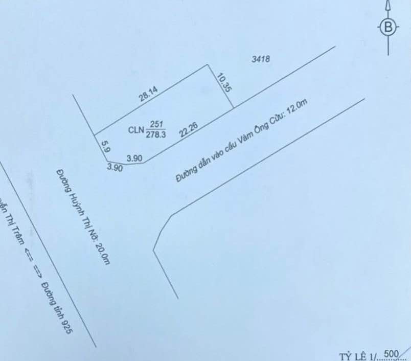 Đất nền góc 2 mặt tiền đường Huỳnh Thị Nỡ, Cần Thơ 278.3m² - Giá tốt thương lượng!