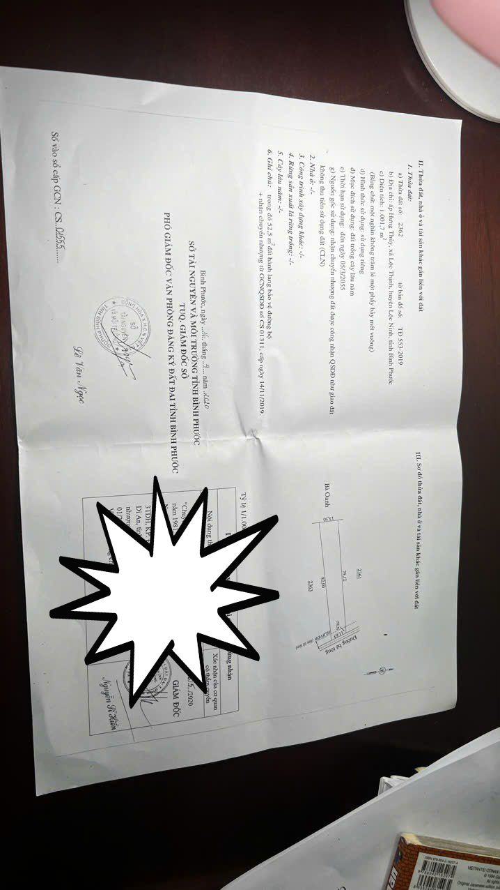 Đất nền Lộc Thịnh, Lộc Ninh 1001m² - Giá chỉ 450 triệu, sổ hồng riêng!