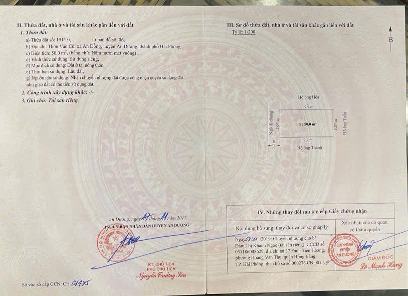 Đất nền chính chủ 50m² đường Văn Cú, An Đồng, Hải Phòng - Giá 1.5 tỷ thương lượng!