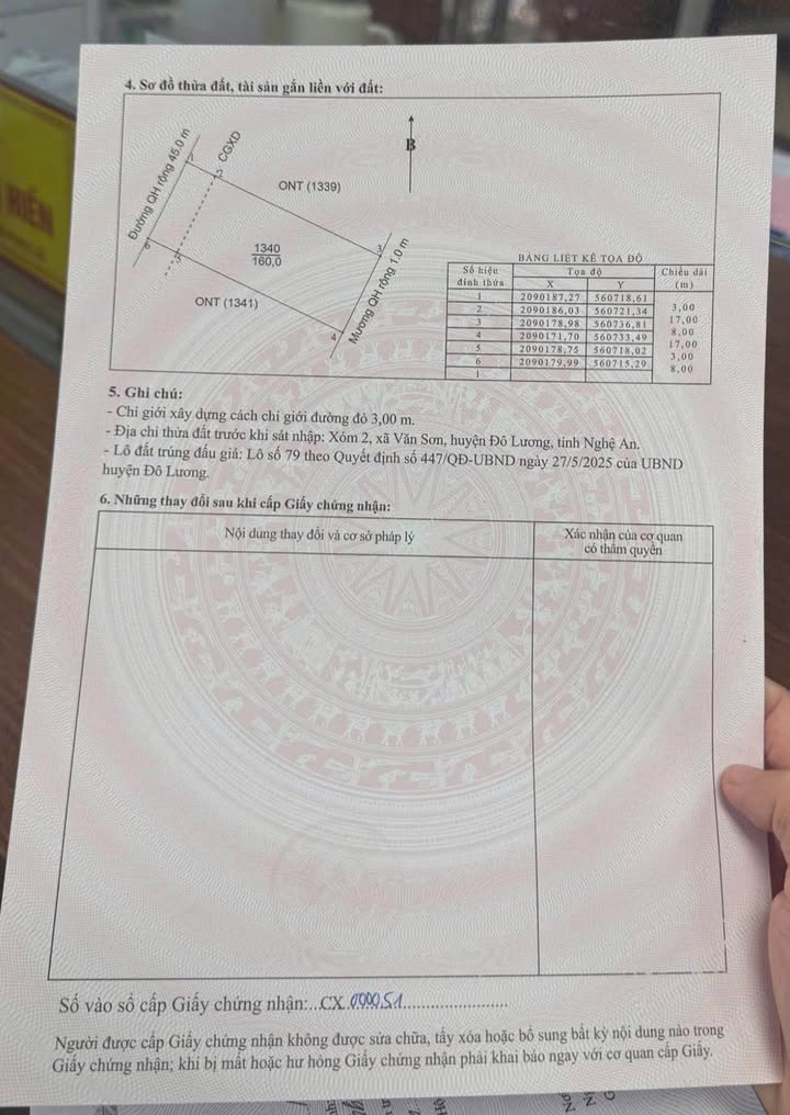 Đất nền Khu quy hoạch Đồng Cây Mưng, Văn Sơn, Đô Lương - Diện tích 160m², giá 4.1 tỷ - Cơ hội đầu tư hấp dẫn!