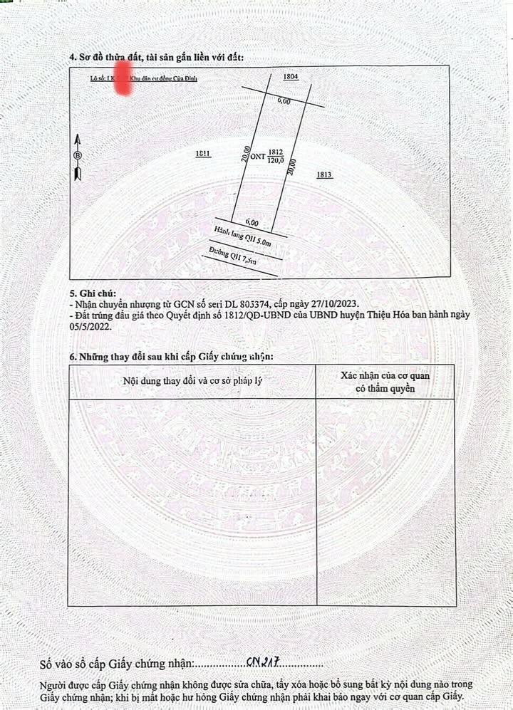 Đất nền dãy B Mặt Bằng 2027 Thiệu Giao 120m² - Cơ hội đầu tư tuyệt vời!