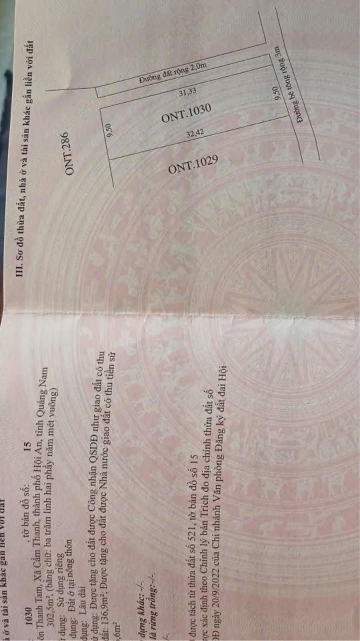 Đất thổ cư Cẩm Thanh 302m² giá 6.644 tỷ - Tiềm năng phát triển lớn!