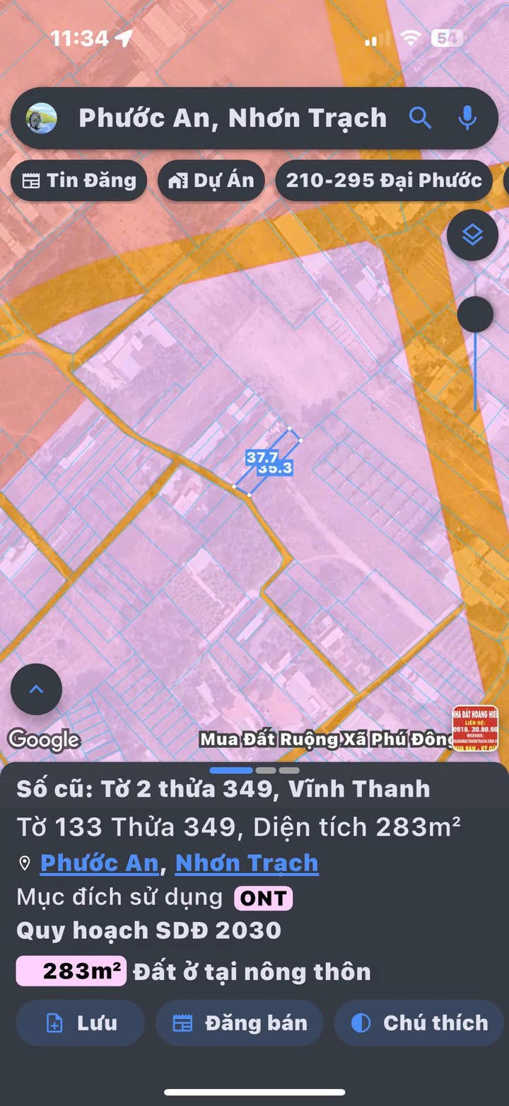 Đất nền Vĩnh Thanh Nhơn Trạch 289m² giá 3 tỷ - Sổ đỏ chính chủ, đầu tư sinh lời!