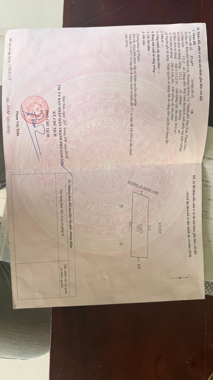 Đất thổ cư Quảng Cư, Sầm Sơn 131.2m² giá 1.312 tỷ - Pháp lý rõ ràng!