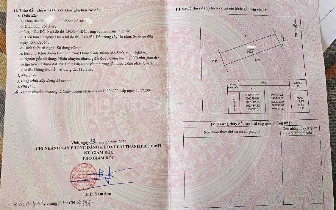 Đất nền phường Đông Vĩnh, TP Vinh 262.1m² giá 7.15 tỷ - Vị trí đẹp, giao thông thuận lợi!