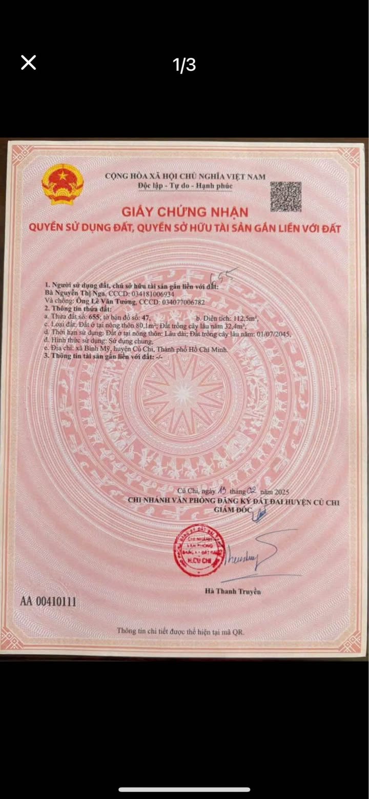 Đất nền Bình Mỹ Củ Chi 112.5m² giá 2.75 tỷ - Sổ đỏ chính chủ, xây dựng tự do!