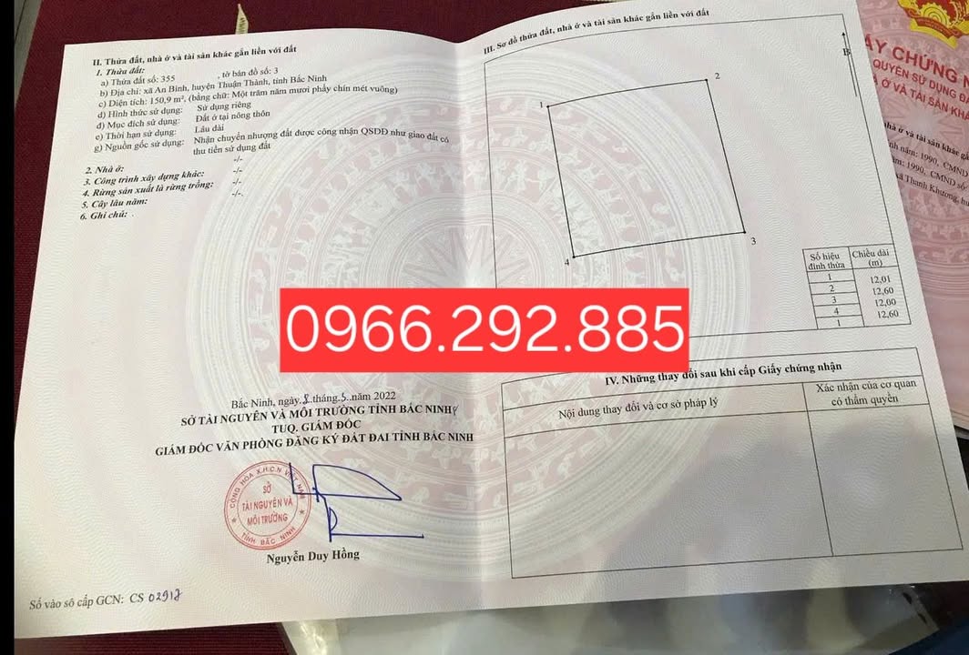 Đất thổ cư 150m² tại An Bình, Thuận Thành - Giá chỉ 3 tỷ VND, mặt tiền 12m!