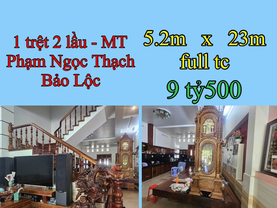 Nhà 3 tầng mặt tiền Phạm Ngọc Thạch, Bảo Lộc 119.6m² giá 9.5 tỷ - Đầu tư sinh lời lý tưởng!