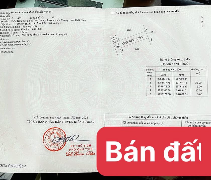 Đất nền thôn Hữu Tiệm, Minh Quang, Kiến Xương 100m² giá chỉ từ 7xx triệu - Đầu tư sinh lời ngay!