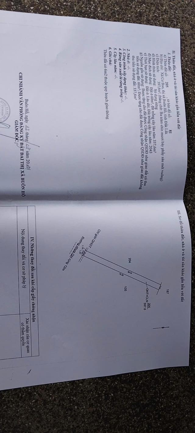 Đất nền Cư Bao, Buôn Hồ 395m² giá 1 tỷ - Cơ hội đầu tư hấp dẫn!
