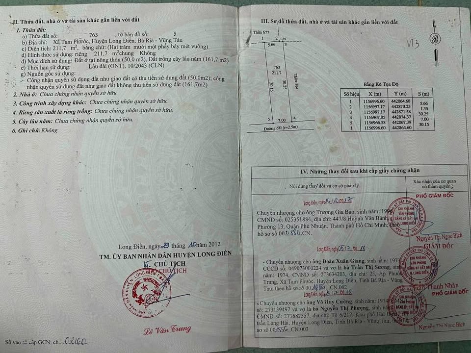 Đất thổ cư 210m² tại Tam Phước, Long Điền giá 1.55 tỷ - Chính chủ bán gấp!