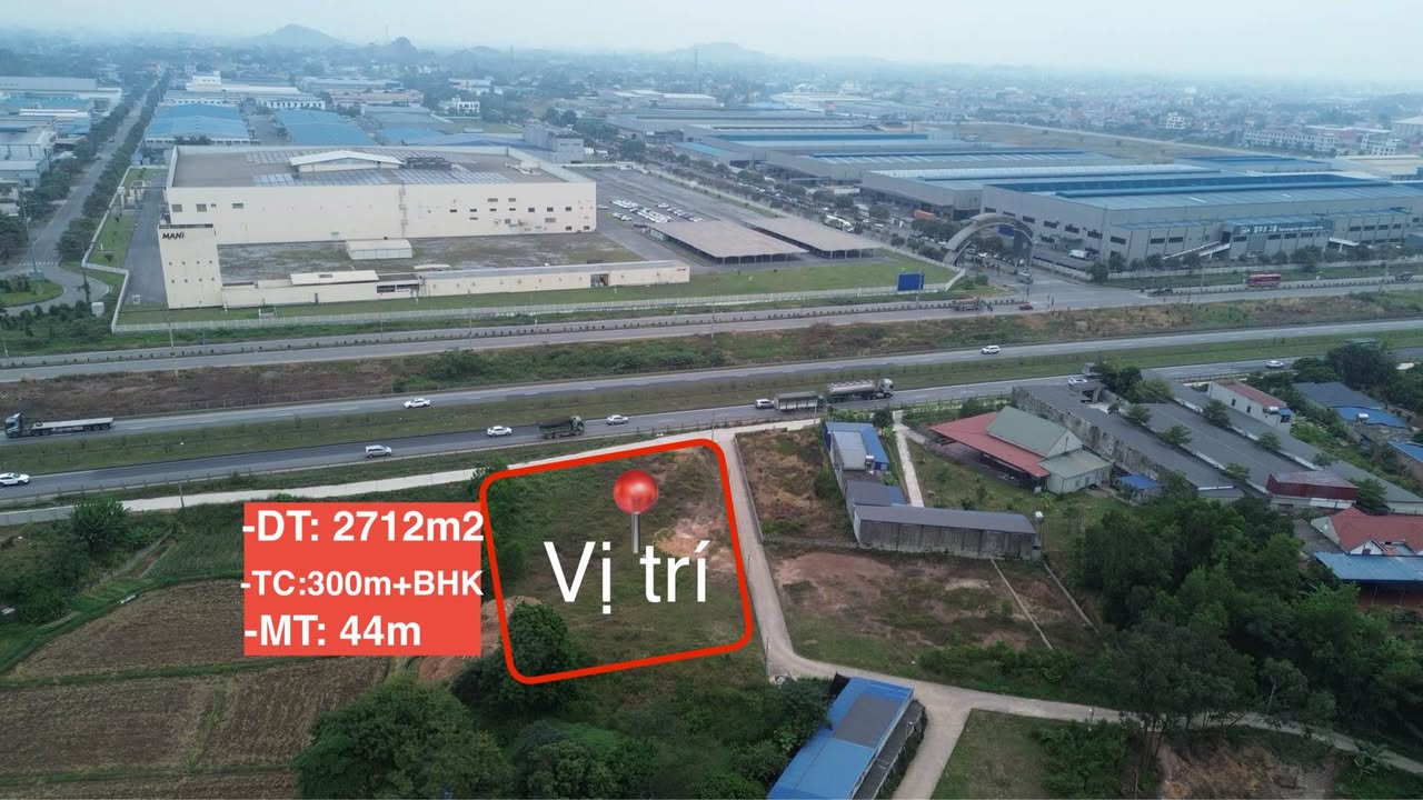 Đất Khu Công Nghiệp Phổ Yên Thái Nguyên 2712m² giá 10.848 tỷ - Đường rộng xe container thoải mái!