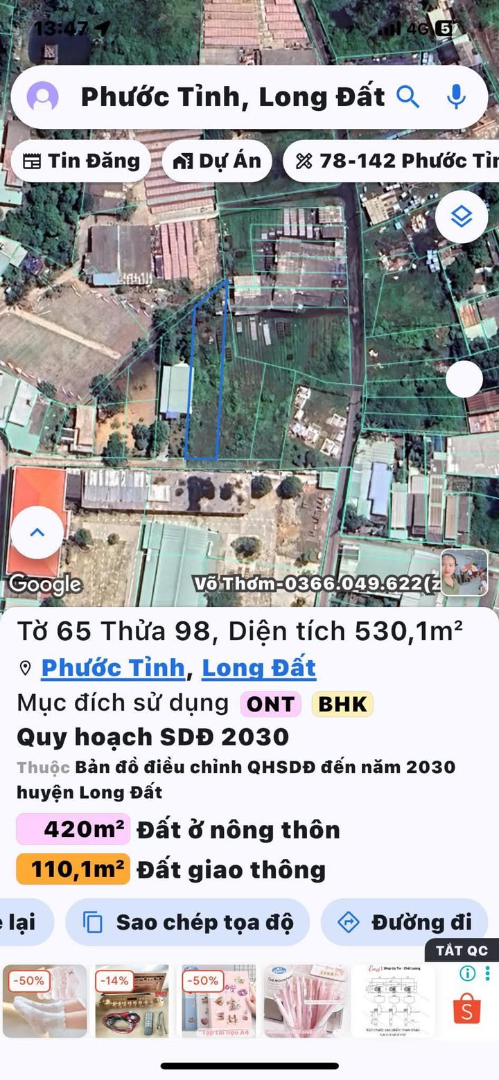 Đất thổ cư xã Long Hải 530m² giá 2.8 tỷ - Cơ hội đầu tư lý tưởng!