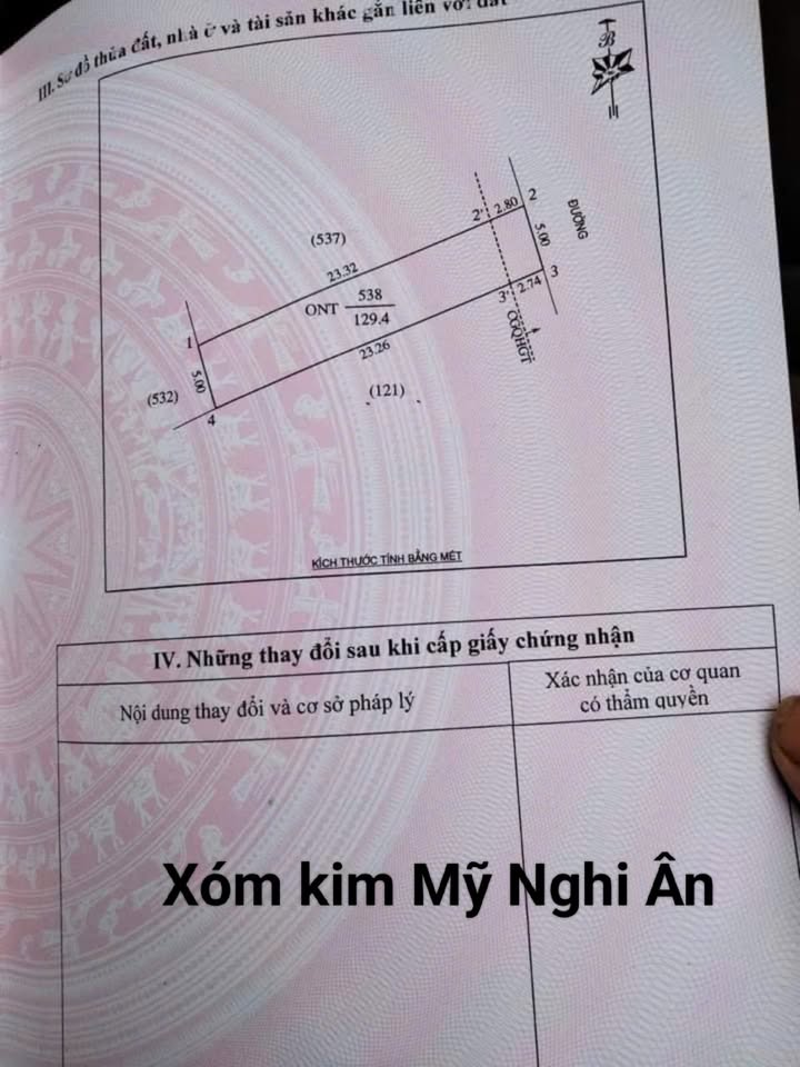 Đất nền xóm Kim Mỹ, Nghi Ân 129.4m² giá 3.7 tỷ - Vị trí đắc địa, đầu tư sinh lời!