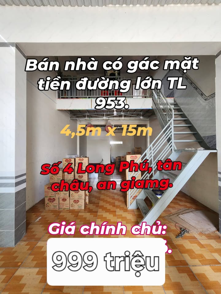 Bán gấp nhà mặt tiền đường lớn Tỉnh Lộ 953, 67m² giá 999 triệu - Kinh doanh ngay!