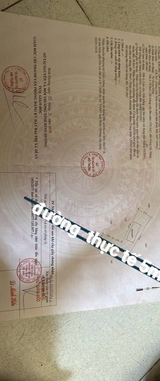 Đất nền Tân Đông Hiệp Dĩ An 420m² giá 3.19 tỷ - Đường xe hơi vào tận nơi!