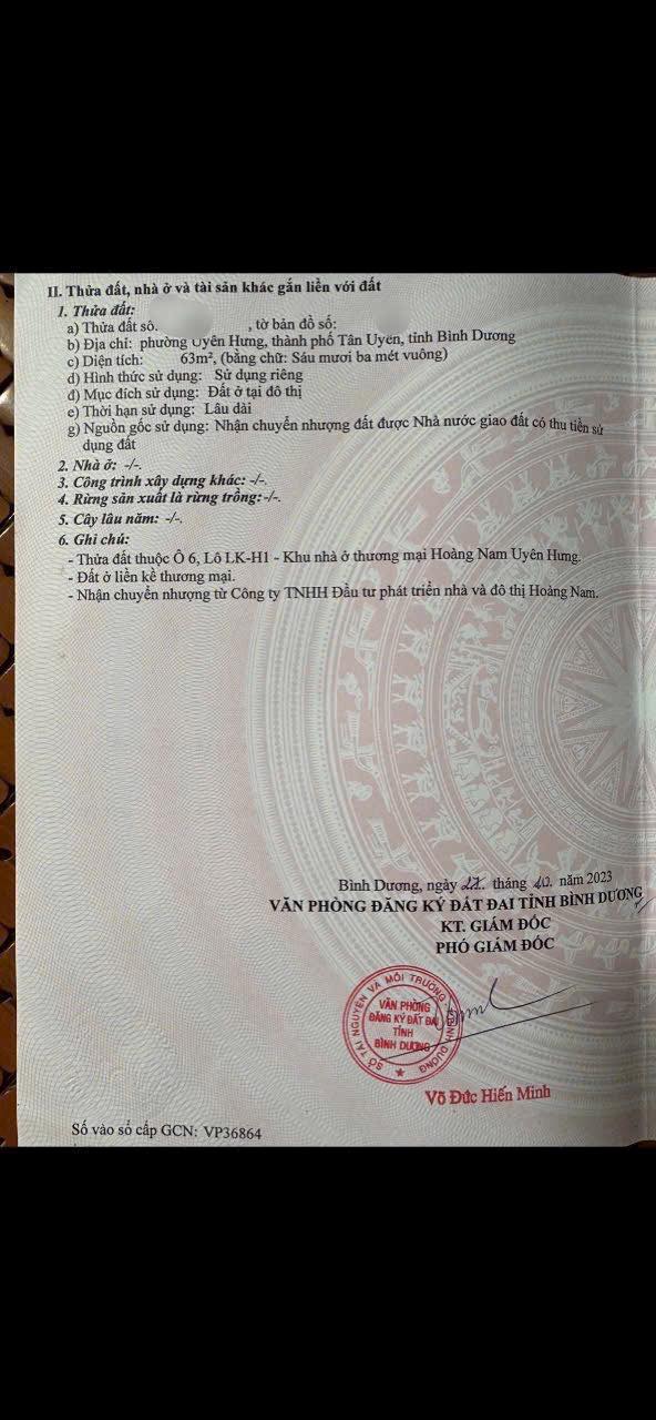 Đất nền Tân Uyên 63m² giá 1.85 tỷ - Cơ hội đầu tư hiếm có!