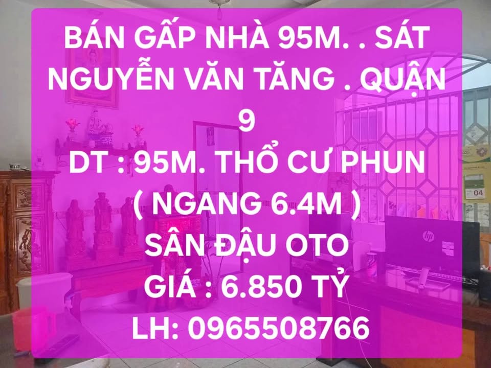 Nhà cấp 4 mặt tiền đường Nguyễn Văn Tăng, Quận 9 - Diện tích 95m², Giá 6.85 tỷ - Đầu tư sinh lời!