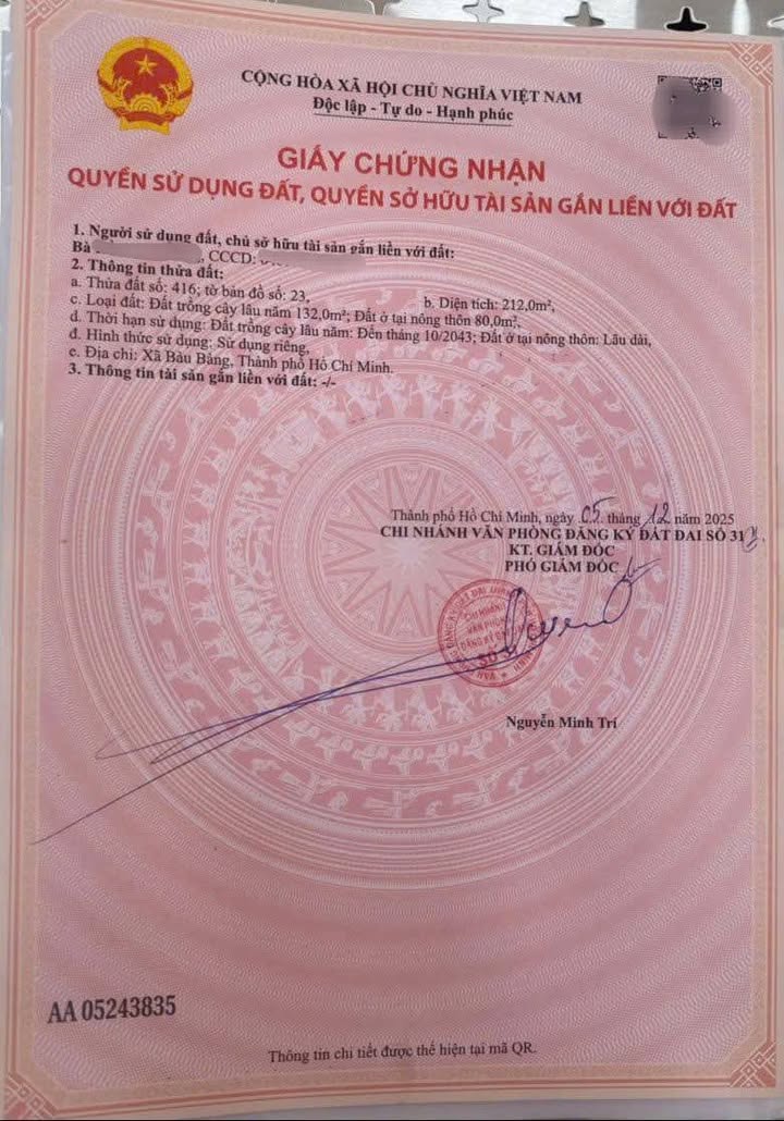 Đất thổ cư Lai Uyên Bàu Bàng 220m² giá 1.1 tỷ - Đường rộng, xe hơi vào thoải mái!