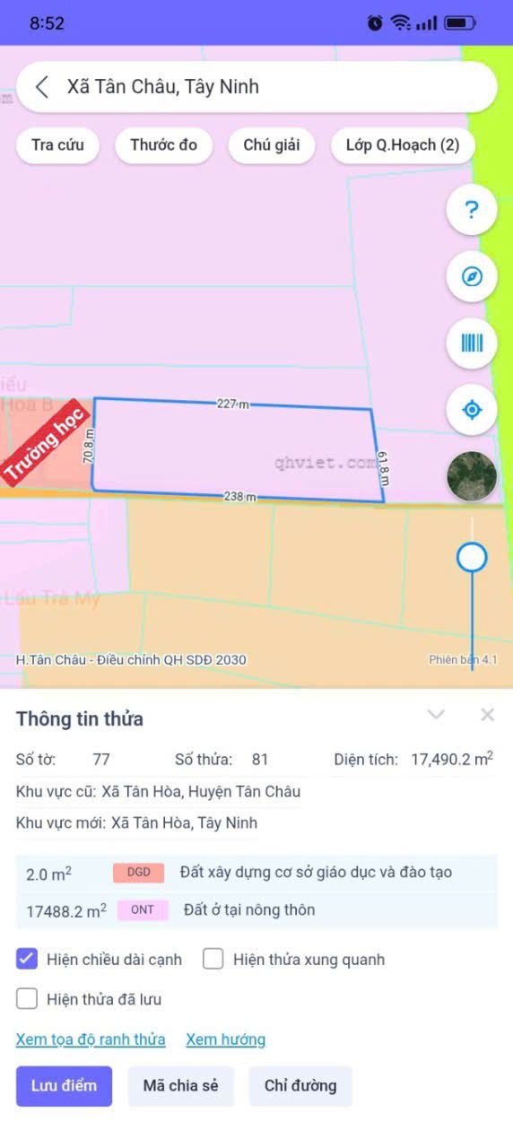 Đất lớn 17.490,2m² tại Tân Hòa, Tân Châu, Tây Ninh - Sát trường học, đầu tư sinh lời!