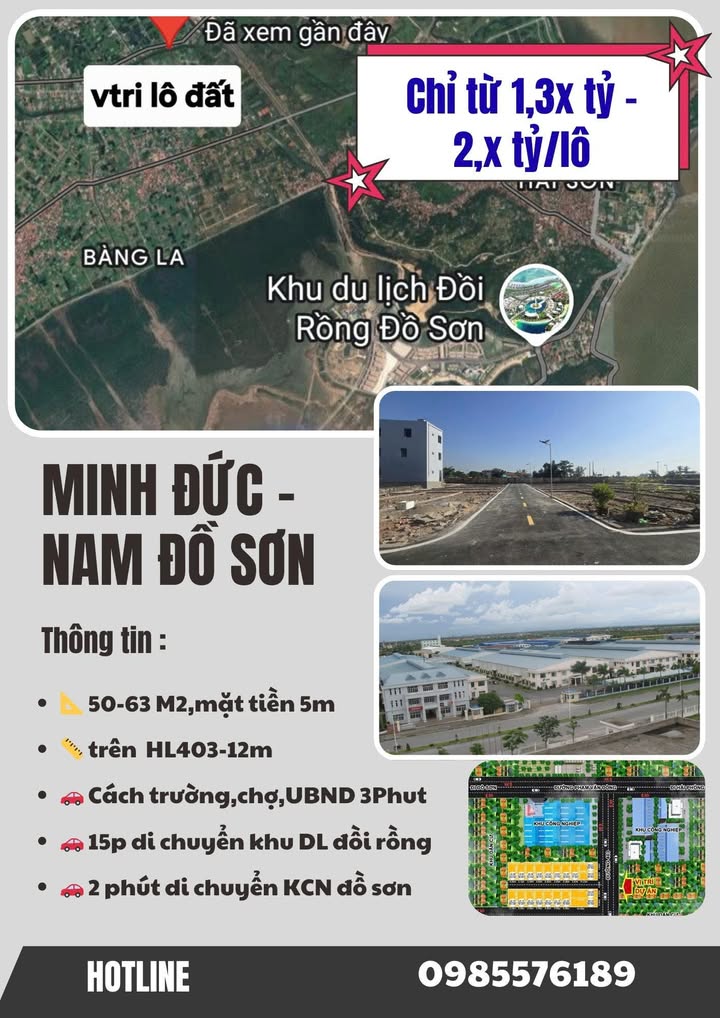 Đất nền sát KCN Đồ Sơn 60m² chỉ 1.39 tỷ - Sổ đỏ chính chủ, sang tên ngay!