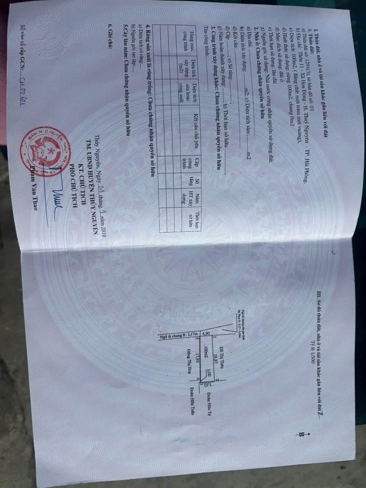 Đất nền Hoa Động, Thuỷ Nguyên, Hải Phòng 100m² giá 1 tỷ - Pháp lý rõ ràng, chính chủ bán!