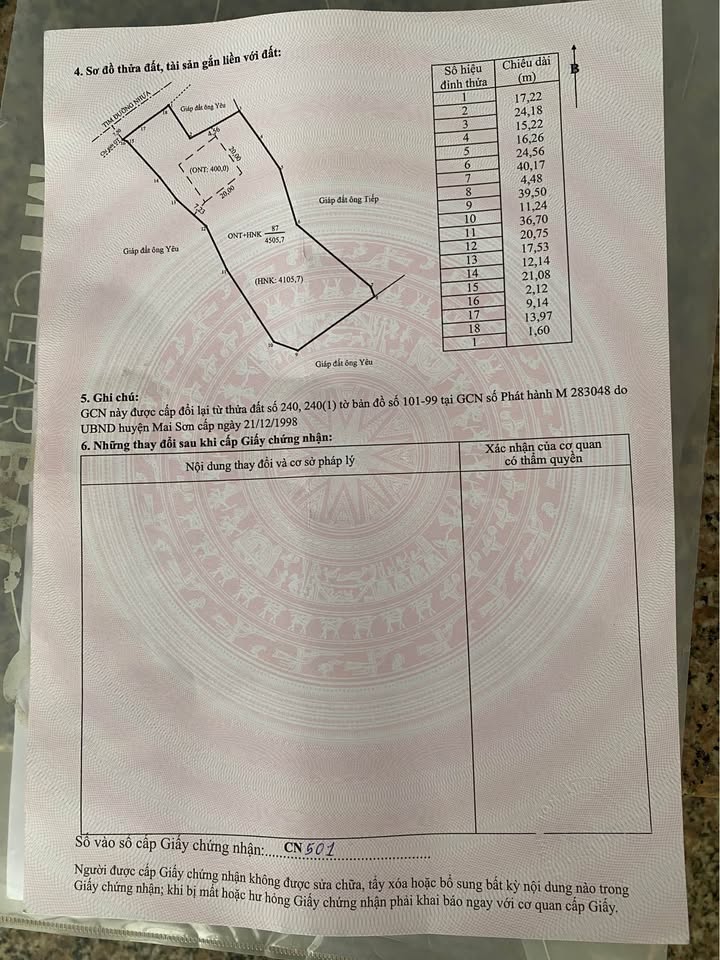 Đất Mường Bon 4505m² giá thỏa thuận - Sổ đỏ chính chủ, pháp lý đầy đủ!
