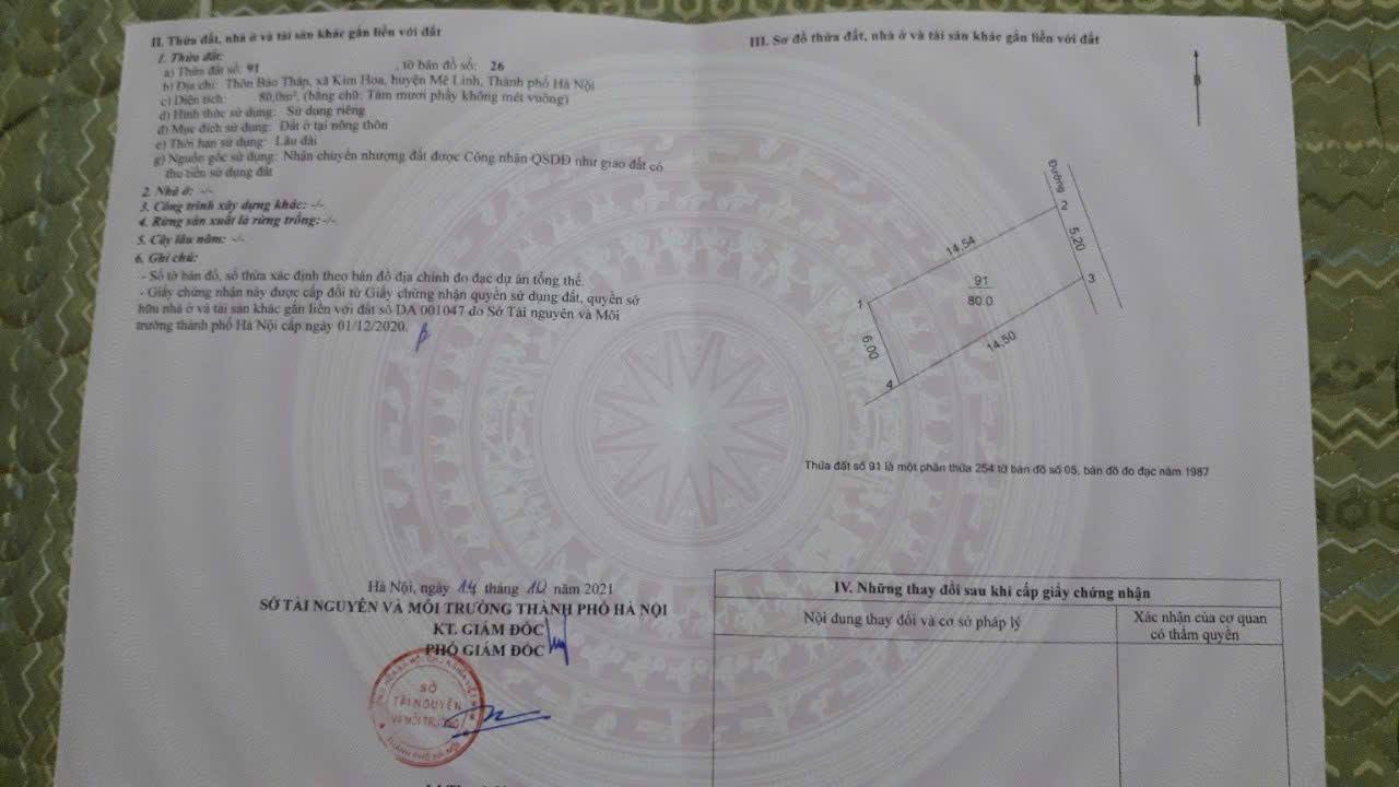 Đất thổ cư 80m² mặt tiền đường Ngô Miễn - Cơ hội đầu tư vàng tại Mê Linh!