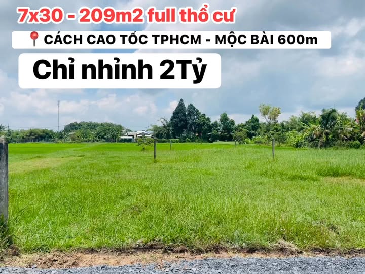 Đất nền Củ Chi 209m² giá 2.15 tỷ - Vị trí đẹp gần Cao Tốc!