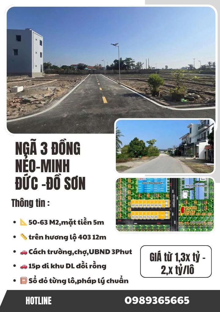 Đất nền Nam Đồ Sơn 60m² giá 1.3 tỷ - Sổ đỏ riêng từng lô, đầu tư sinh lời!