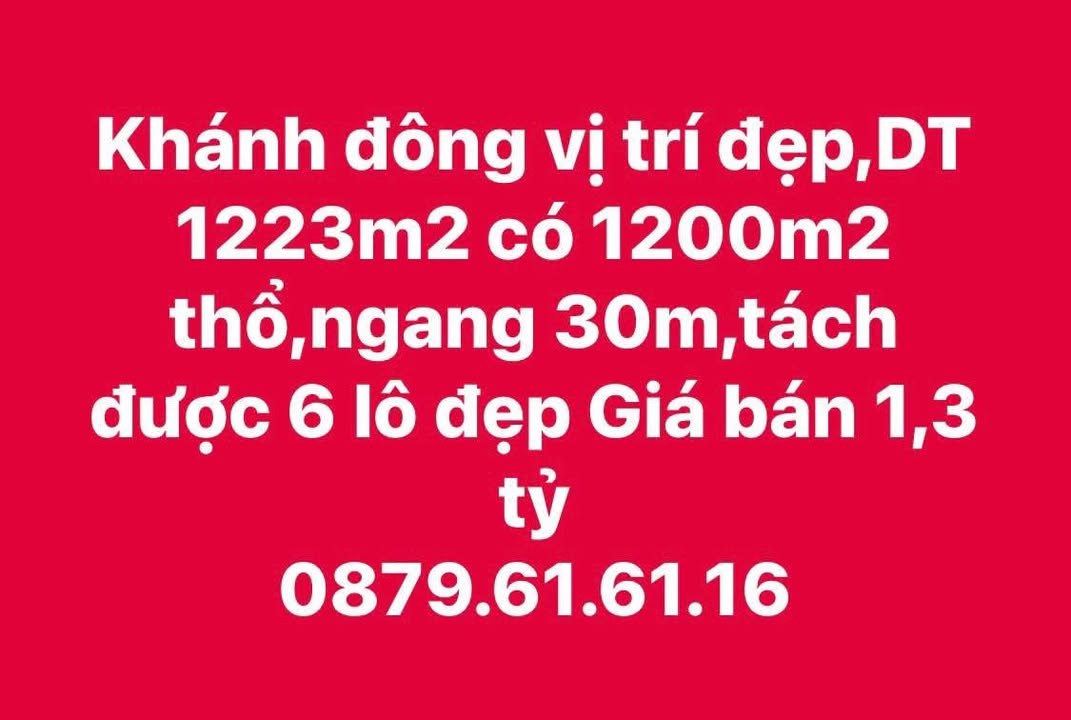Đất nền Khánh Đông, Khánh Vĩnh 1223m² giá 1.3 tỷ - Cơ hội đầu tư tuyệt vời!
