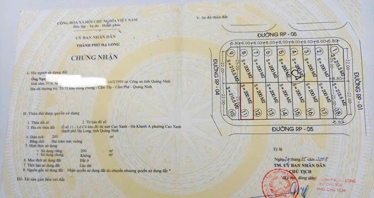 Đất nền đẹp tại phường Cao Xanh, Hạ Long 200m² giá 6 tỷ - Tiềm năng sinh lời cao!