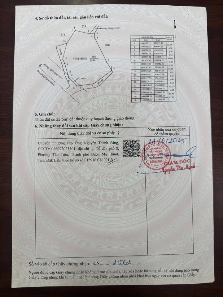 Đất nền Tân Lập - Buôn Ma Thuột 1384m² giá 6 tỷ - Cơ hội đầu tư tuyệt vời!