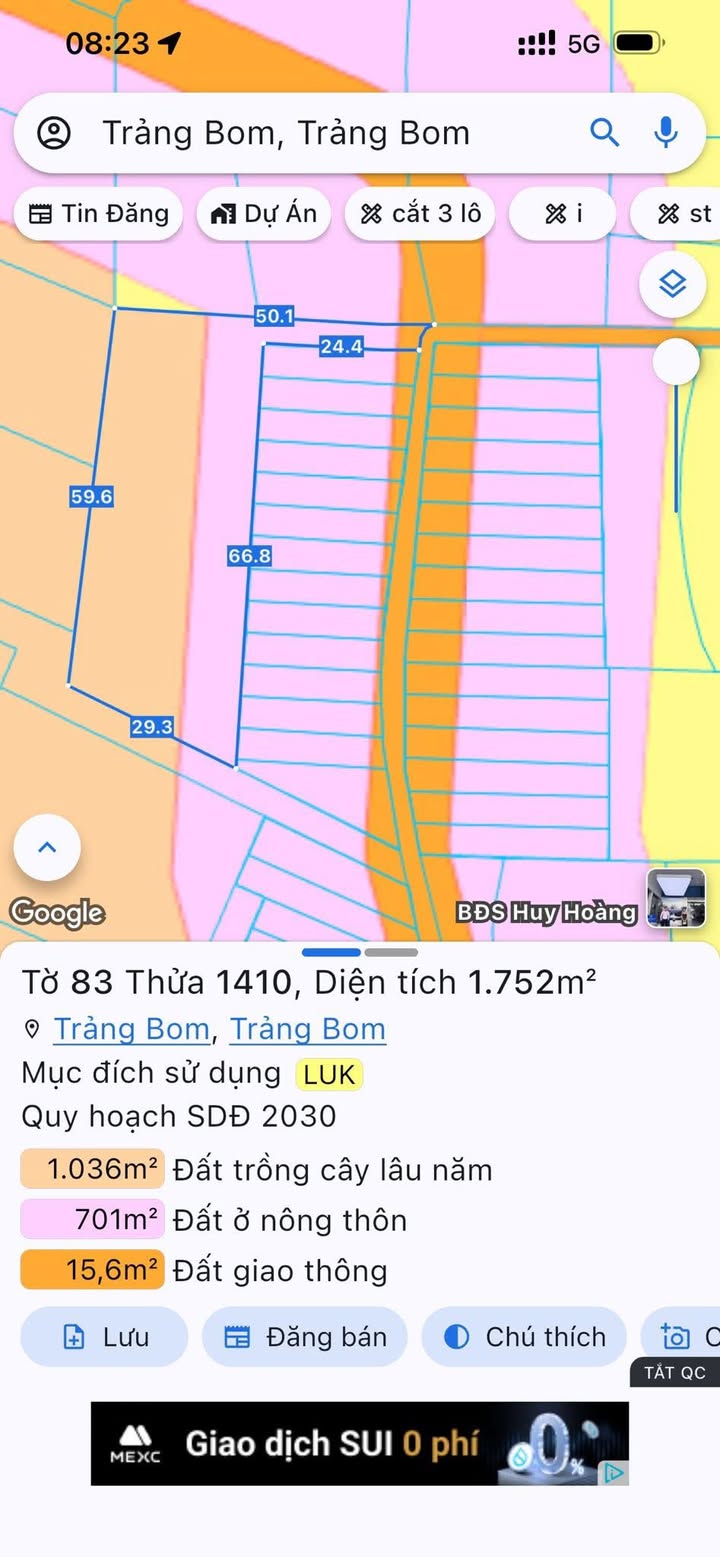 Đất nền Sông Trầu Trảng Bom 1700m² giá 2 tỷ - Cơ hội đầu tư hấp dẫn!