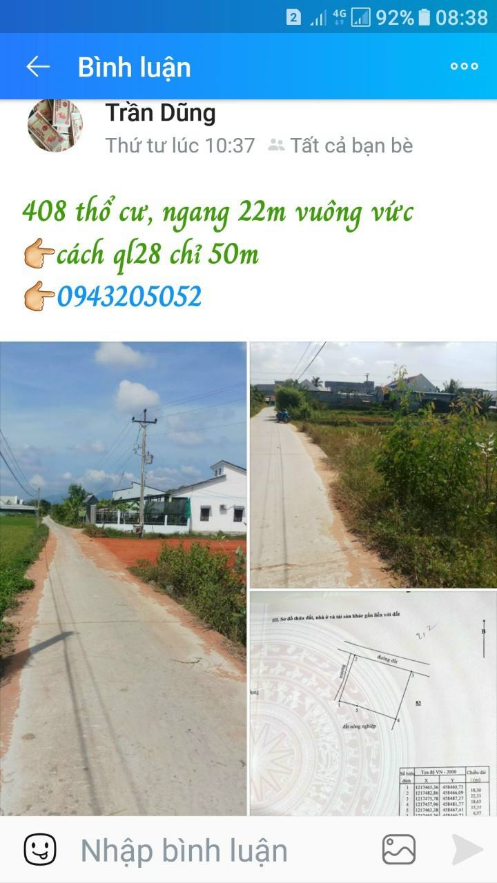 Đất thổ cư 408m² tại Hàm Chính, Bình Thuận - Giá tốt, vị trí thuận lợi!