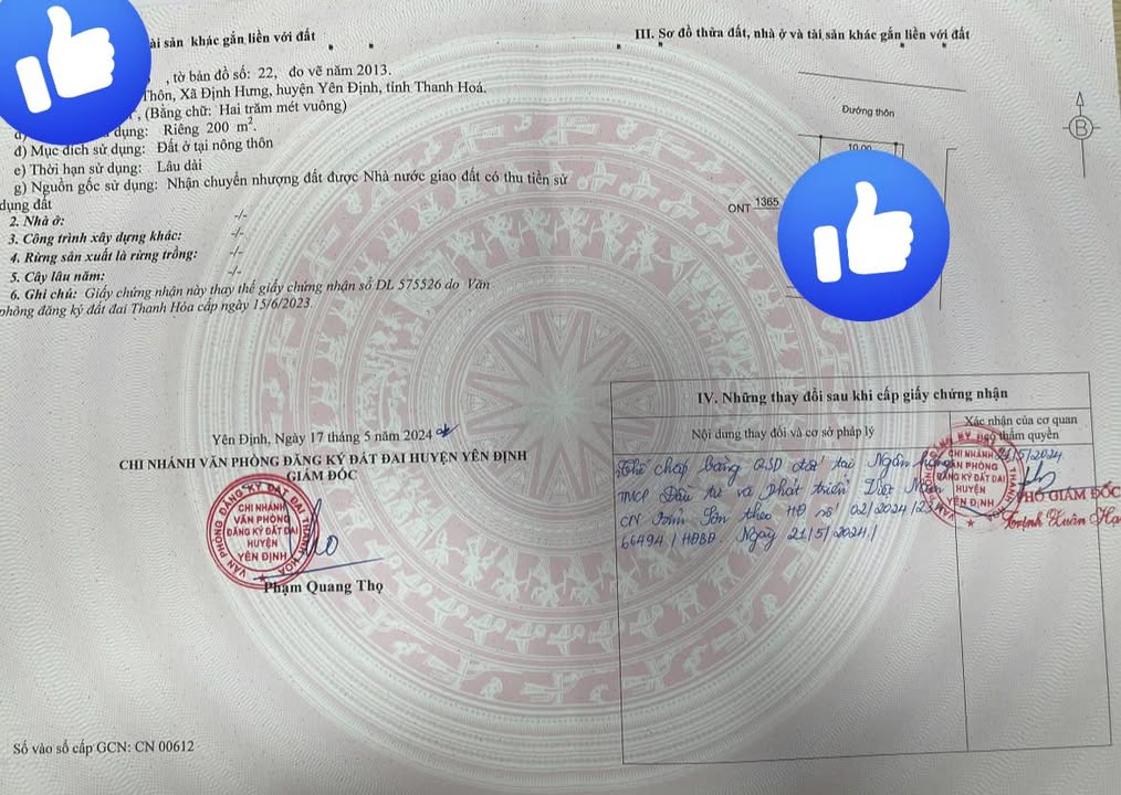 Đất nền Định Hưng, Yên Định 200m² giá 1.6 tỷ - Cơ hội đầu tư hấp dẫn!