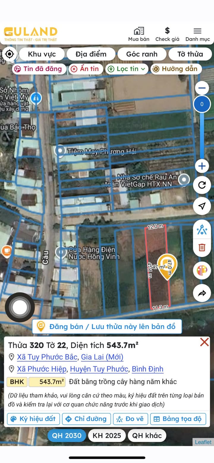 Đất vườn tại thôn Luật Chánh, Tuy Phước 543m² giá 450 triệu - Hướng Đông mát mẻ!