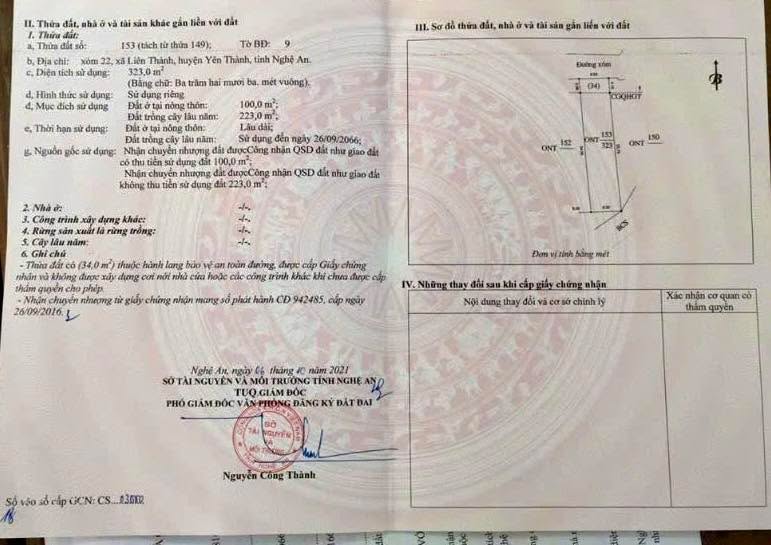 Đất nền bán tại xóm 22 Liên Thành, 323m² chỉ 800 triệu - Cơ hội đầu tư hấp dẫn!