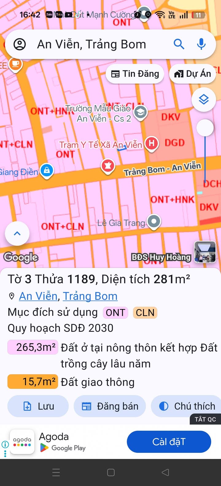 Đất nền An Viễn, Trảng Bom 280m² giá 2 tỷ - Đầu tư sinh lời ngay!