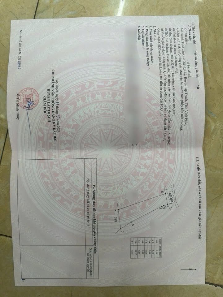 Đất thổ cư 138.4m² thôn Cầu Giát, Hợp Lý, Lập Thạch - Giá chỉ 570 triệu!