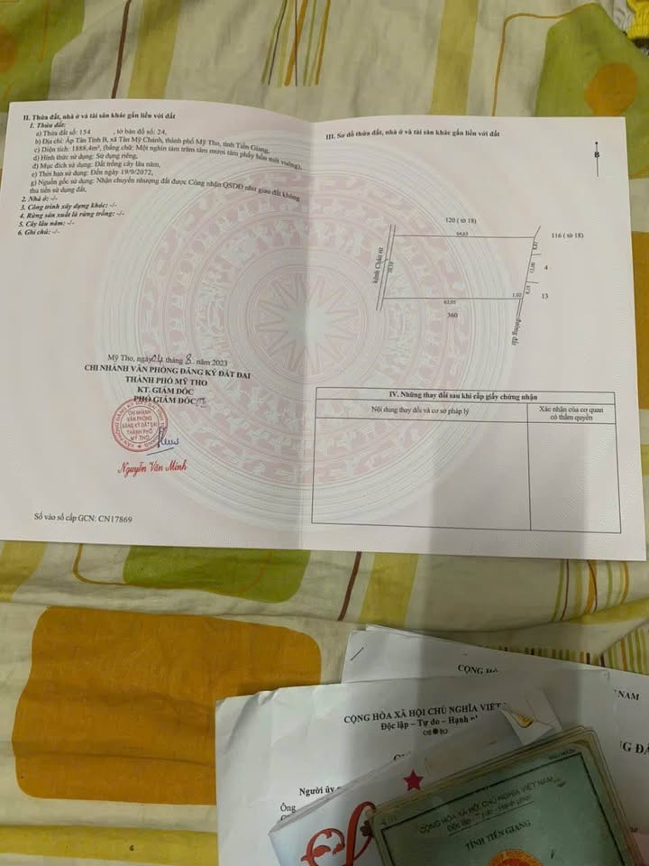 Đất nền 1888m² Tân Tỉnh B, Mỹ Tho - Giá 1.9 tỷ, Pháp lý rõ ràng!