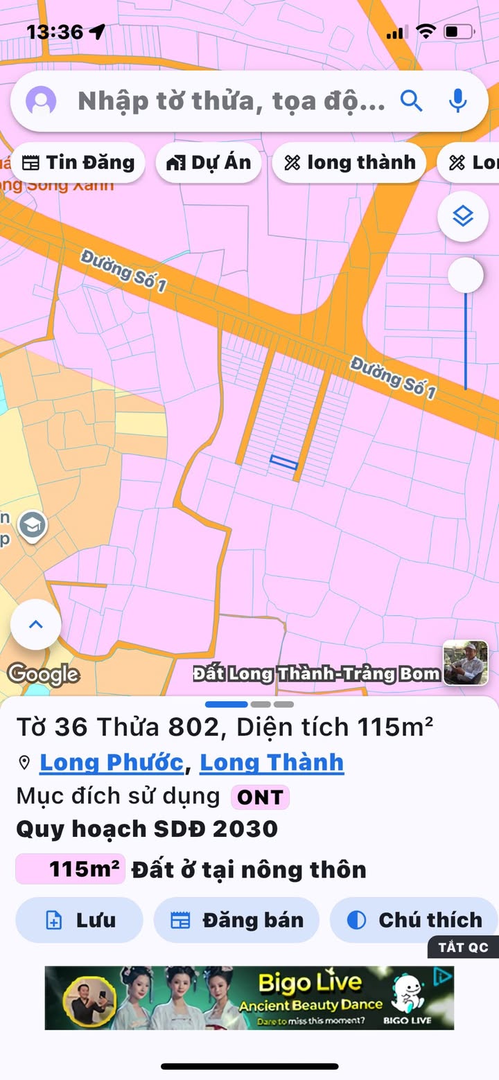 Đất nền Long Phước, Long Thành 115m² giá 1.65 tỷ - Cơ hội đầu tư tuyệt vời!