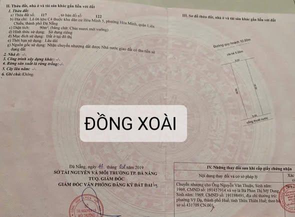 Đất đường Đồng Xoài, Hoà Khánh, Đà Nẵng 90m² giá 4.85 tỷ - Vị trí thuận lợi, dân cư đông đúc!