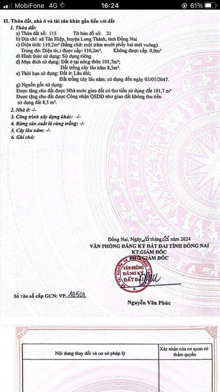 Đất nền Tân Hiệp, Long Thành 110.2m² giá 1.4 tỷ - Đầu tư sinh lời ngay!