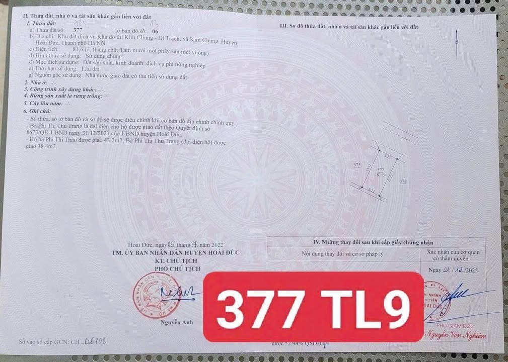 Đất dự án Thăng Long 9 Kim Chung 81.6m² giá 13 tỷ - Tiềm năng tăng giá mạnh!